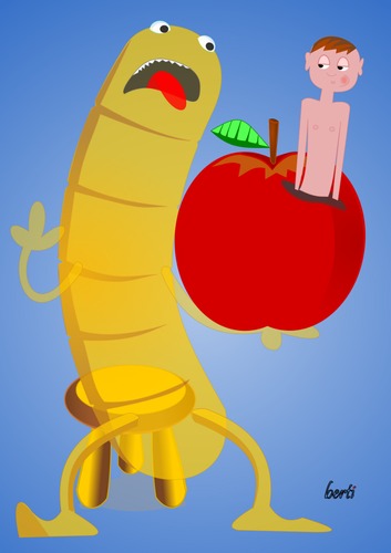 Cartoon: Erdenwurm (medium) by berti tagged inkscape,roles,switching,rollentausch,bad,gone,apple,worm,apfel,wurm