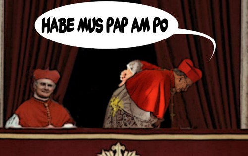 Cartoon: habemus papam (medium) by berti tagged papst,wahl,apfelmus,fleck