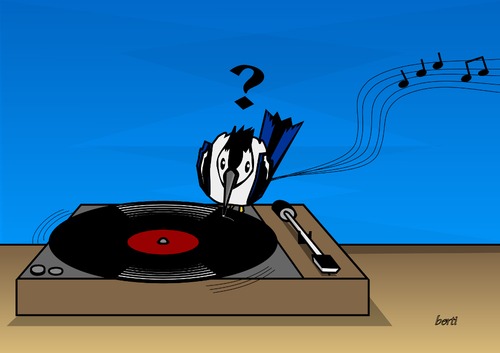 Cartoon: Plattenspecht (medium) by berti tagged inkscape,music,disk,vinyl,pecker,abspielen,schnabel,plattenspieler,platte,musik,specht