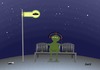 Cartoon: Haltestelle (small) by berti tagged alien bus stop ufo music mp3 player