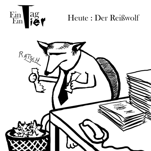 Cartoon: Der Reißwolf (medium) by Mistviech tagged tiere,natur,wolf,reißwolf,reisswolf,büro,papier