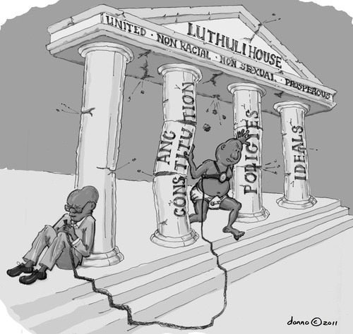 Cartoon: Malema at Luthuli house (medium) by donno tagged south,samson,house,luthuli,anc,zuma,malema,julius,africa