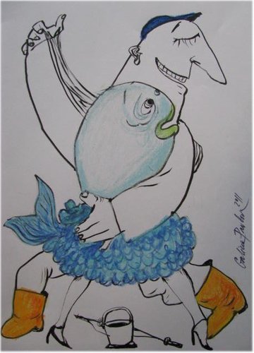Cartoon: Tango (medium) by galina_pavlova tagged fisherman