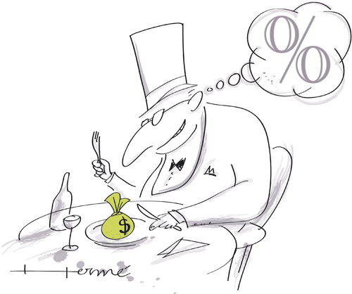 Cartoon: Hunger for Profits (medium) by Herme tagged banks,profits,banker