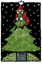 Cartoon: versteckt (small) by BiSch tagged angsthase weihnachten weihnachtsmann tannenbaum schüchternheit