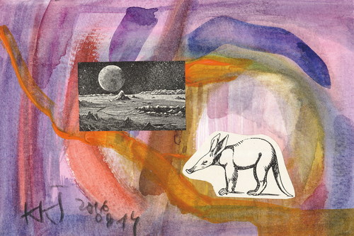 Cartoon: Aardvark waiting for evening (medium) by Kestutis tagged dada,postcard,nature,evening,kestutis,lithuania