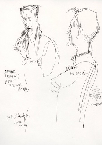 Cartoon: Artists speeches (medium) by Kestutis tagged sketch,artist,kestutis,lithuania