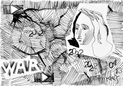 Cartoon: Automatic drawing. 14 (medium) by Kestutis tagged war,krieg,automatic,drawing,ukraine,russia,sketch,kestutis,lithyania,youtube