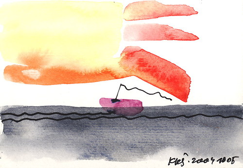 Cartoon: Autopostcard. Journey (medium) by Kestutis tagged lithuania,siaulytis,kestutis,postcard,meer,sea,sun,ship,schiff,butterfly,journey,adventure,art,kunst,watercolor,aquarell