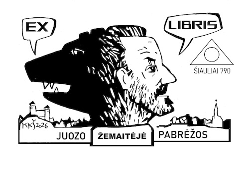 Cartoon: Bookplate for Juozas (medium) by Kestutis tagged bookplates,book,kestutis,lithuania,bibliophiles,newspaper,art,kunst