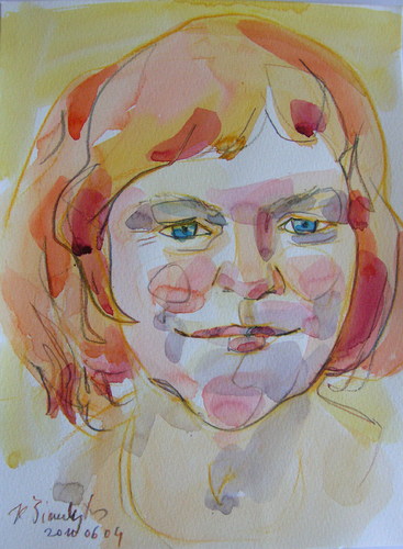 Cartoon: Brone (medium) by Kestutis tagged watercolor,sketch,aquarellskizze,kestutis,lithuania,portrait