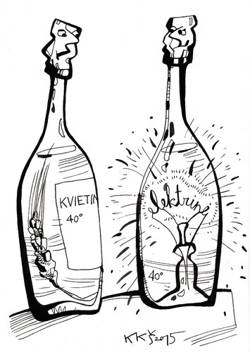 Cartoon: Bulb (medium) by Kestutis tagged bulb,vodka,kestutis,lithuania,electricity,alcohol