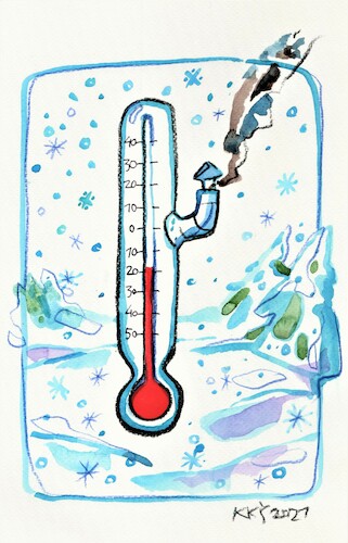 Cartoon: Cold. Climate change (medium) by Kestutis tagged cold,climate,change,warm,kestutis,lithuania,nature