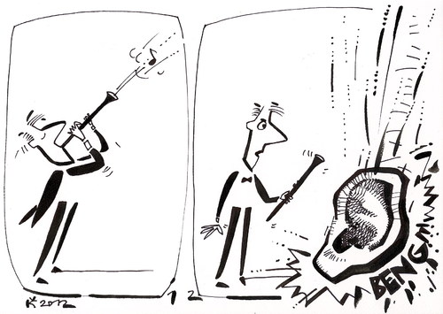 Cartoon: CONCERT IN THE MUSIC SCHOOL (medium) by Kestutis tagged school,music,ear,ohr,concert