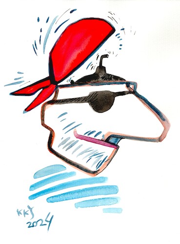 Cartoon: Dark eye. Dunkles Auge (medium) by Kestutis tagged auge,pirate,eye,kestutis,lithuania,dark,submarine,dunkles,uboot