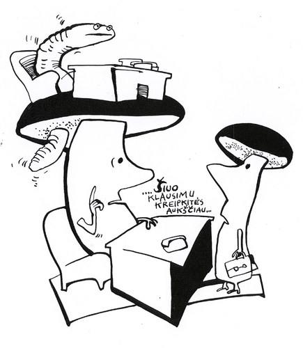 Cartoon: DECIDES CHEF! (medium) by Kestutis tagged chef,office,kestutis,siaulytis,lithuania,adventure,mushrooms,pilze