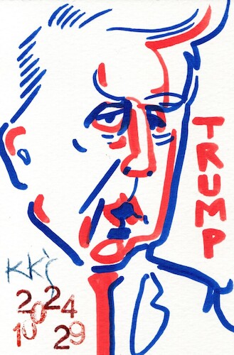 Cartoon: Donald Trump (medium) by Kestutis tagged election,discussion,debate,donald,trump,sketch,postcard,kestutis,lithuania,usa