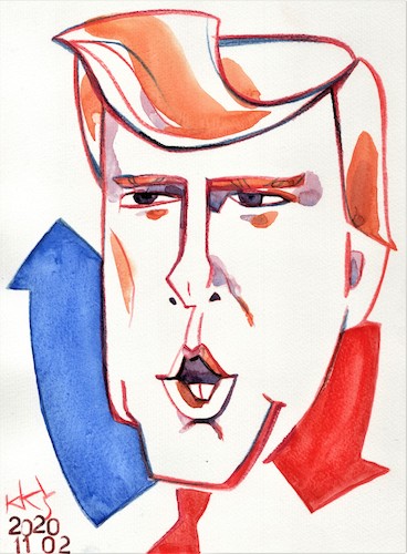 Cartoon: Donald Trumps Nightmare (medium) by Kestutis tagged donald,trump,nightmare,kestutis,lithuania,usa,red,blue,election,democrats,republicans,joe,biden,ass,elephant