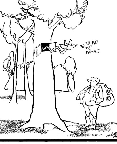 Cartoon: Ecotourism (medium) by Kestutis tagged nature,tourism,kestutis,siaulytis,adventure,eco,forest,wald,vogel,bird,tourist