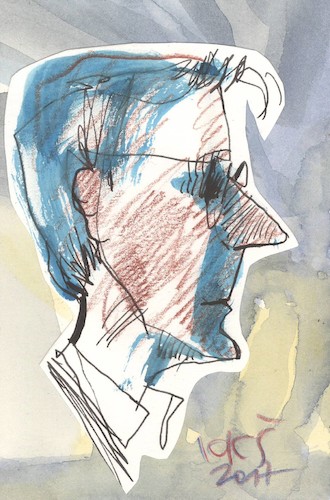 Cartoon: Ernestas Parulskis (medium) by Kestutis tagged dada,postcard,sketch,kestutis,lithuania
