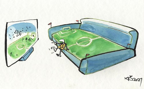 Cartoon: Fans football (medium) by Kestutis tagged fan,football,soccer,referee,beer,bier,euro,spiel,ball,sport,uefa,europameisterschaft,kestutis,lithuania
