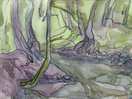 Cartoon: Forest stream (medium) by Kestutis tagged forest,stream,art,kunst,watercolor,summer,kestutis,lithuania
