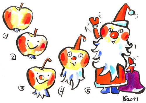 Cartoon: HAPPY NEW YEAR! (medium) by Kestutis tagged happy,new,year,santa,claus,apple
