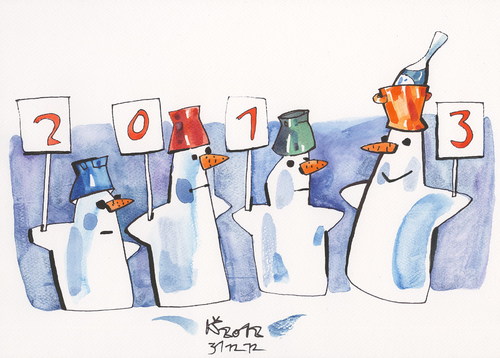 Cartoon: HAPPY NEW YEAR!!! (medium) by Kestutis tagged new,year,2013,kestutis,lithuania,winter,champagne,snowman