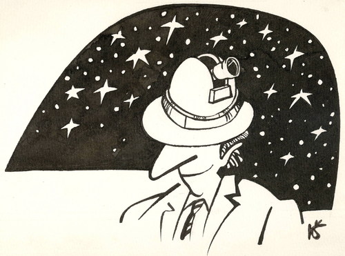 Cartoon: HOMO SAPIENS (medium) by Kestutis tagged cosmos,stars,space,universe,human,observatory,sapiens,homo