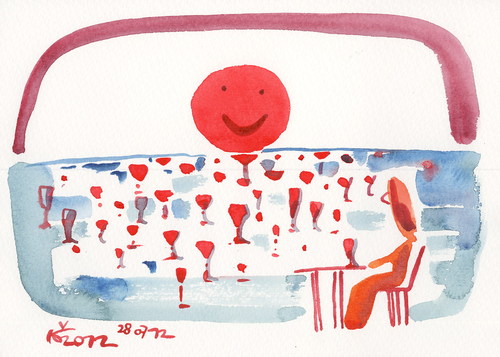 Cartoon: HOT EVENING (medium) by Kestutis tagged sea,summer,sun,wine,kestutis,lithuania