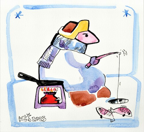 Cartoon: Ice fishing. Cold (medium) by Kestutis tagged ice,fishing,cold,winter,kestutis,lithuania