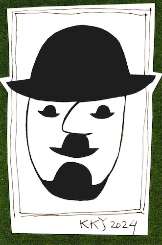 Cartoon: Image influencer (medium) by Kestutis tagged image,influencer,hat,mustache,beard,kestutis,lithuania,postcard