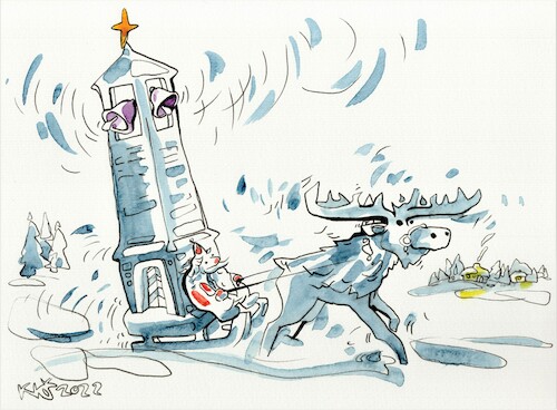 Cartoon: Jingle Bells (medium) by Kestutis tagged jingle,bells,christmas,music,song,kestutis,lithuania,usa