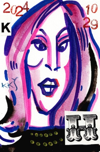 Cartoon: Kamala Harris is smiling (medium) by Kestutis tagged kamala,harris,donald,election,discussion,debate,usa,kestutis,lithuania,trump