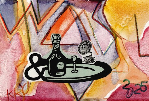 Cartoon: Music and a flying saucer (medium) by Kestutis tagged music,saucer,dada,postcard,art,kunst,kestutis,lithuania