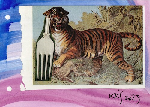 Cartoon: Page from menu (medium) by Kestutis tagged menu,food,dada,montage,tiger,kestutis,lithuania