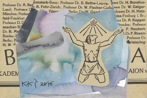 Cartoon: Paper archeology (medium) by Kestutis tagged dada,postcard,liner,book,newspaper,magazine,communication,paper,archeology,kestutis,lithuania