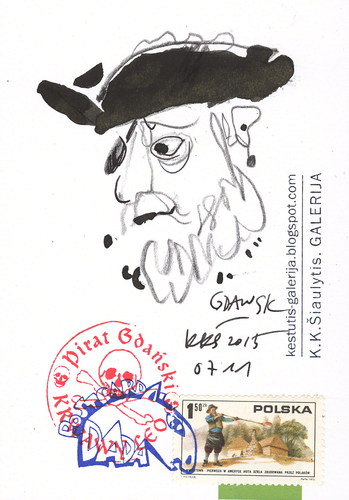 Cartoon: Pirat Gdanski (medium) by Kestutis tagged gdansk,lithuania,kestutis,pirate,sketch,postcard,dada