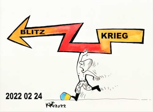 Cartoon: Putins Blitzkrieg (medium) by Kestutis tagged blitzkrieg,war,krieg,putin,europe,kestutis,lithuania,russia,russland,ukraine,history
