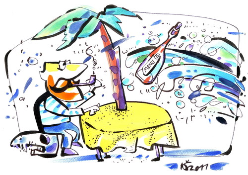 Cartoon: restaurant DESERT ISLAND (medium) by Kestutis tagged seeman,sailor,menu,style,happening,desert,island,restaurant