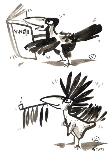 Cartoon: ROOK - VINETU WINNETOU (medium) by Kestutis tagged indian,book,winnetou,vinetu,rook,birds,nature,animals,philosophy