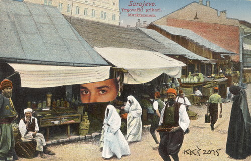 Cartoon: Sarajevo 1913. History mosaic (medium) by Kestutis tagged dada,postcard,history,europe,world,kestutis,lithuania