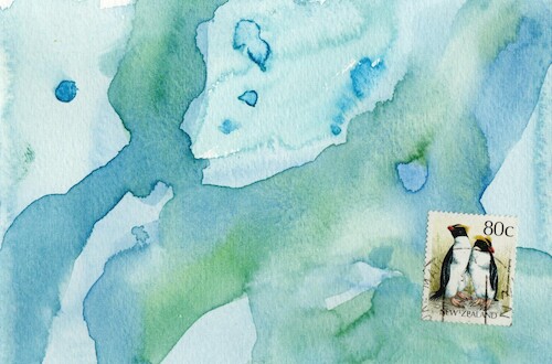 Cartoon: Start of the Winter Olympics (medium) by Kestutis tagged start,winter,penguin,stamp,briefmarke,gun,olympics,games,milan,cortina,snow,dada,postcard,kestutis,lithuania