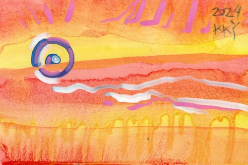 Cartoon: Sunset (medium) by Kestutis tagged sunset,dada,postcard,color,kestutis,lithuania