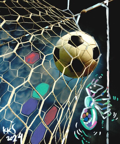 Cartoon: The painter spider and his catch (medium) by Kestutis tagged painter,spider,catch,football,soccer,euro2024,uefa,germany,kestutis,lithuania