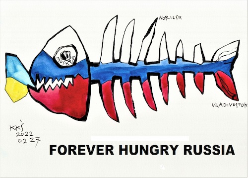 Cartoon: THE STATE OF PUTIN (medium) by Kestutis tagged putin,ukraine,russia,war,europe,hungry,kestutis,lithuania