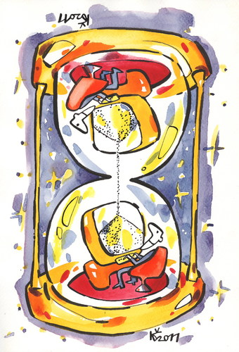 Cartoon: TIME. ZEIT. LAIKAS (medium) by Kestutis tagged happy,new,year,time,zeit,hourglass,sanduhr