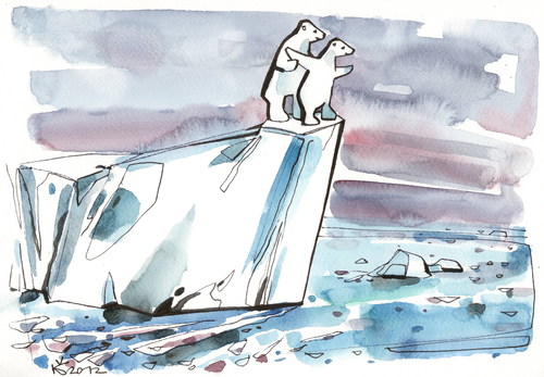 Cartoon: TITANIC 2012 (medium) by Kestutis tagged iceberg,arctic,ocean,titanic,polar,bear,nature,animal
