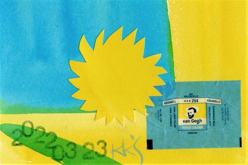 Cartoon: Van Gogh with Ukraine! (medium) by Kestutis tagged gogh,ukraine,war,russia,russland,art,kunst,dada,postcard,kestutis,lithuania