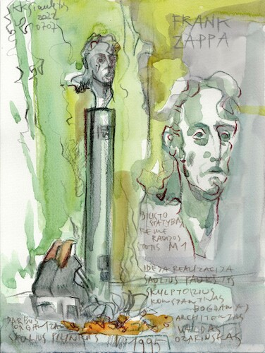 Cartoon: Vilnius in the summer 4 (medium) by Kestutis tagged zappa,monument,kestutis,lithuania,vilnius,summer,sketch